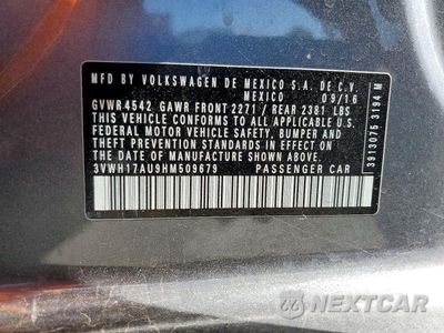 Zdjęcie 12 z 12 samochodu: 2017 VOLKSWAGEN GOLF ALLTRACK S VIN:3VWH17AU9HM509679 - miniatura