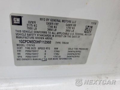 Zdjęcie 12 z 12 samochodu: 2017 CHEVROLET SILVERADO C1500 VIN:1GCPCNEC5HF112968 - miniatura