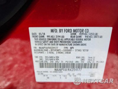 Zdjęcie 13 z 13 samochodu: 2018 FORD ECOSPORT SE VIN:MAJ6P1UL9JC224177 - miniatura