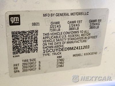 Zdjęcie 12 z 12 samochodu: 2021 CHEVROLET SILVERADO K1500 LT VIN:1GCUYDED9MZ411203 - miniatura