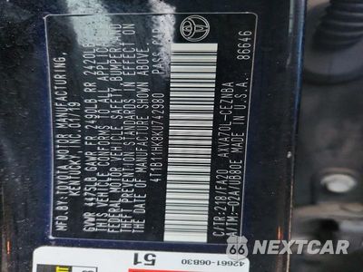 Zdjęcie 12 z 12 samochodu: 2019 TOYOTA CAMRY LE VIN:4T1B11HK8KU742980 - miniatura