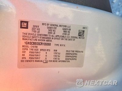 Zdjęcie 14 z 14 samochodu: 2012 CHEVROLET TAHOE C1500 LT VIN:1GNSCBE03CR109368 - miniatura