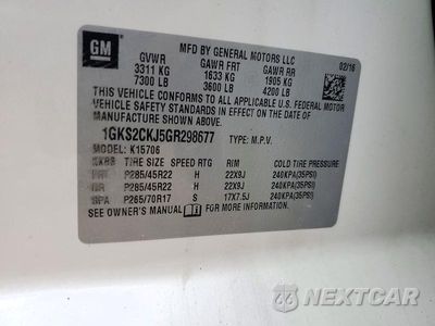 Zdjęcie 13 z 13 samochodu: 2016 GMC YUKON DENALI VIN:1GKS2CKJ5GR298677 - miniatura