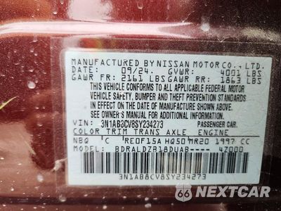 Zdjęcie 12 z 12 samochodu: 2025 NISSAN SENTRA SV VIN:3N1AB8CV8SY234273 - miniatura