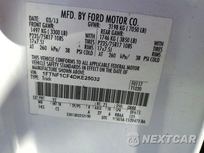 Zdjęcie 12 z 12 samochodu: 2013 FORD F150 VIN:1FTNF1CF4DKE25032 - miniatura
