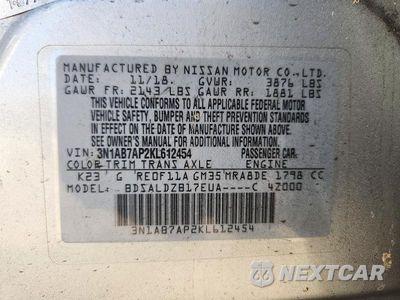 Zdjęcie 12 z 12 samochodu: 2019 NISSAN SENTRA SV VIN:3N1AB7AP2KL612454 - miniatura