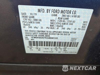 Zdjęcie 14 z 14 samochodu: 2019 FORD EXPLORER XLT VIN:1FM5K8D87KGB08135 - miniatura