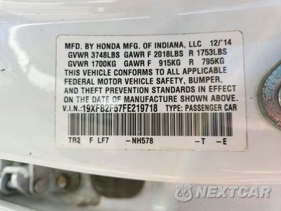 Zdjęcie 12 z 12 samochodu: 2015 HONDA CIVIC LX VIN:19XFB2F57FE219718 - miniatura