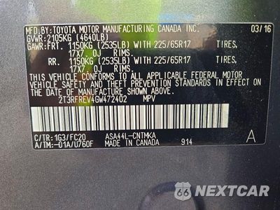 Zdjęcie 14 z 14 samochodu: 2016 TOYOTA RAV4 XLE VIN:2T3RFREV4GW472402 - miniatura