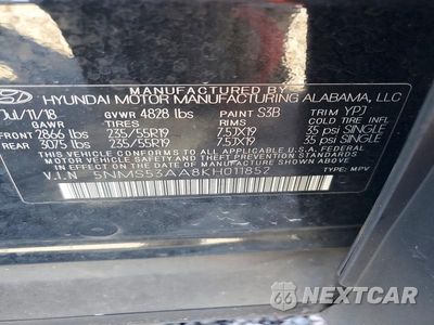 Zdjęcie 14 z 14 samochodu: 2019 HYUNDAI SANTA FE ULTIMATE 2.0T VIN:5NMS53AA8KH011852 - miniatura