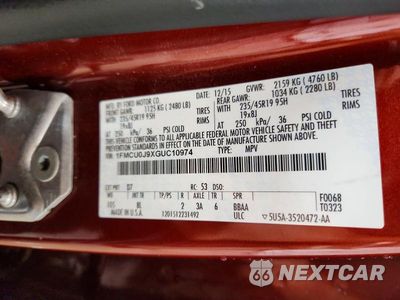Zdjęcie 12 z 12 samochodu: 2016 FORD ESCAPE TITANIUM VIN:1FMCU0J9XGUC10974 - miniatura
