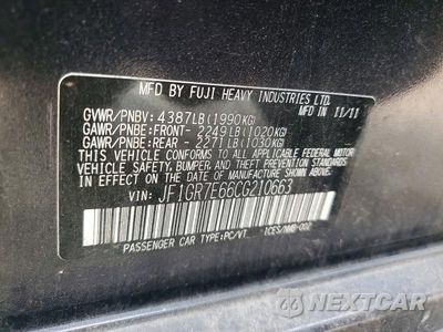 Zdjęcie 12 z 12 samochodu: 2012 SUBARU IMPRZA WRX VIN:JF1GR7E66CG210663 - miniatura