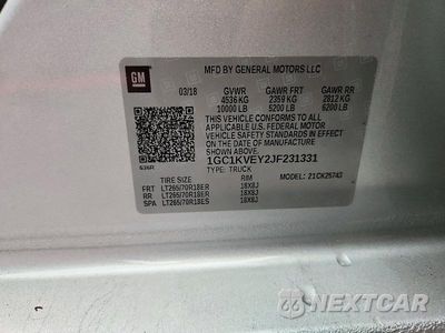 Zdjęcie 12 z 12 samochodu: 2018 CHEVROLET SILVERADO K2500 HEAVY DUTY LT VIN:1GC1KVEY2JF231331 - miniatura