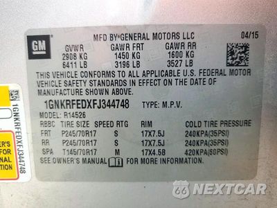 Zdjęcie 14 z 14 samochodu: 2015 CHEVROLET TRAVERSE LS VIN:1GNKRFEDXFJ344748 - miniatura