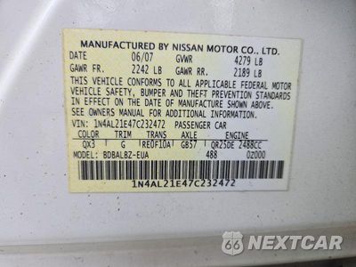 Zdjęcie 12 z 12 samochodu: 2007 NISSAN ALTIMA 2.5 VIN:1N4AL21E47C232472 - miniatura
