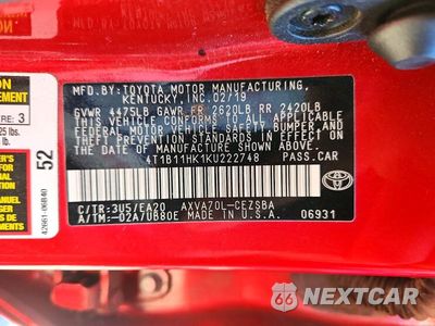 Zdjęcie 12 z 12 samochodu: 2019 TOYOTA CAMRY SE VIN:4T1B11HK1KU222748 - miniatura