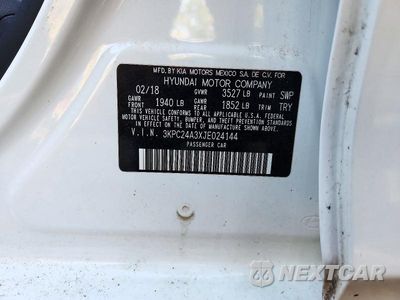 Zdjęcie 12 z 12 samochodu: 2018 HYUNDAI ACCENT SE VIN:3KPC24A3XJE024144 - miniatura