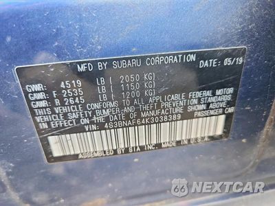 Zdjęcie 12 z 12 samochodu: 2019 SUBARU LEGACY 2.5I PREMIUM VIN:4S3BNAF64K3038389 - miniatura