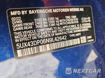 Zdjęcie 13 z 13 samochodu: 2022 BMW X3 SDRIVE30I VIN:5UX43DP06N9L42642 - miniatura