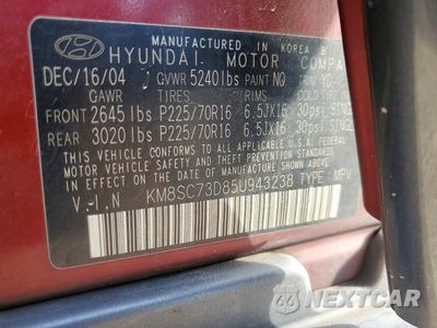 Zdjęcie 13 z 13 samochodu: 2005 HYUNDAI SANTA FE GLS VIN:KM8SC73D85U943238 - miniatura