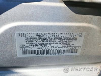 Zdjęcie 12 z 12 samochodu: 2017 NISSAN SENTRA SV VIN:3N1AB7AP3HY398179 - miniatura