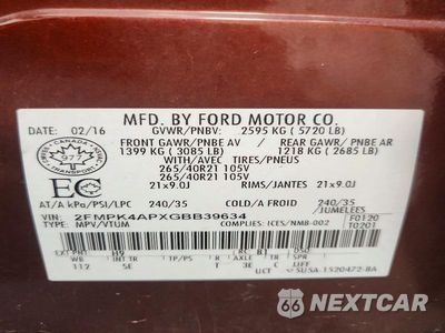 Zdjęcie 12 z 12 samochodu: 2016 FORD EDGE SPORT VIN:2FMPK4APXGBB39634 - miniatura