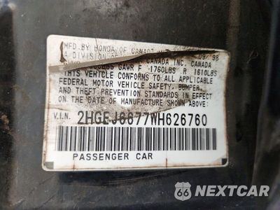 Zdjęcie 12 z 12 samochodu: 1998 HONDA CIVIC LX VIN:2HGEJ6677WH626760 - miniatura