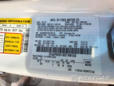 Zdjęcie 12 z 12 samochodu: 2019 FORD FUSION SE VIN:3FA6P0HD1KR198450 - miniatura