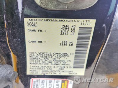 Zdjęcie 12 z 12 samochodu: 2012 NISSAN ALTIMA 2.5 S VIN:1N4AL2EP2CC175839 - miniatura