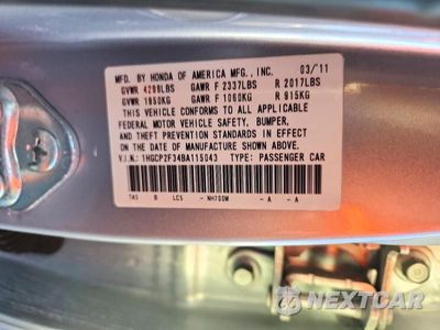 Zdjęcie 12 z 12 samochodu: 2011 HONDA ACCORD LX VIN:1HGCP2F34BA115043 - miniatura