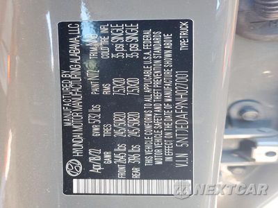Zdjęcie 12 z 12 samochodu: 2022 HYUNDAI SANTA CRUZ LIMITED VIN:5NTJEDAF9NH027001 - miniatura