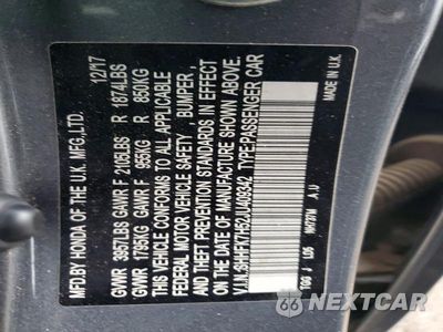 Zdjęcie 12 z 12 samochodu: 2018 HONDA CIVIC EX VIN:SHHFK7H52JU409342 - miniatura