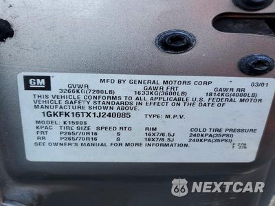 Zdjęcie 13 z 13 samochodu: 2001 GMC YUKON XL K1500 VIN:1GKFK16TX1J240085 - miniatura