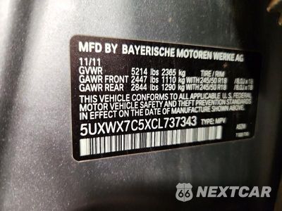 Zdjęcie 13 z 13 samochodu: 2012 BMW X3 XDRIVE35I VIN:5UXWX7C5XCL737343 - miniatura