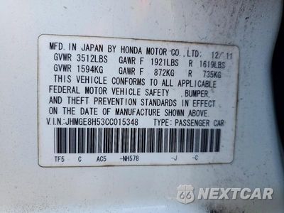 Zdjęcie 13 z 13 samochodu: 2012 HONDA FIT SPORT VIN:JHMGE8H53CC015348 - miniatura