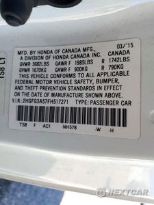 Zdjęcie 12 z 12 samochodu: 2015 HONDA CIVIC LX VIN:2HGFG3A57FH517271 - miniatura