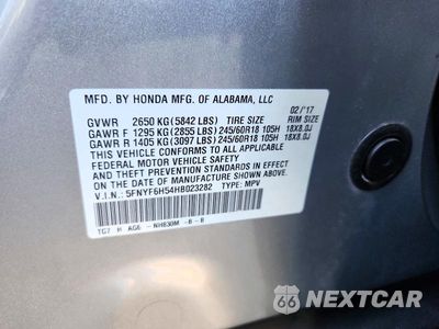 Zdjęcie 13 z 13 samochodu: 2017 HONDA PILOT EXL VIN:5FNYF6H54HB023282 - miniatura