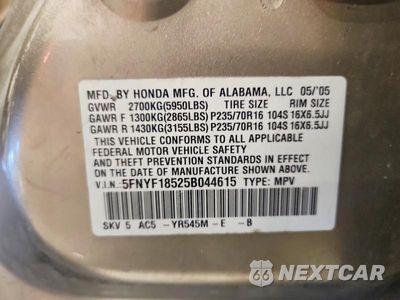 Zdjęcie 14 z 14 samochodu: 2005 HONDA PILOT EXL VIN:5FNYF18525B044615 - miniatura