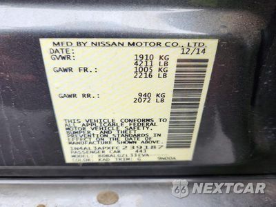 Zdjęcie 12 z 12 samochodu: 2015 NISSAN ALTIMA 2.5 S VIN:1N4AL3APXFC239187 - miniatura