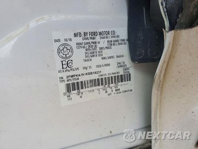 Zdjęcie 13 z 13 samochodu: 2019 FORD EDGE SEL VIN:2FMPK4J91KBB18231 - miniatura
