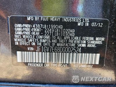 Zdjęcie 12 z 12 samochodu: 2013 SUBARU IMPREZA WRX VIN:JF1GV7E68DG002524 - miniatura