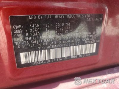 Zdjęcie 12 z 12 samochodu: 2011 SUBARU LEGACY 2.5I PREMIUM VIN:4S3BMBC63B3260130 - miniatura