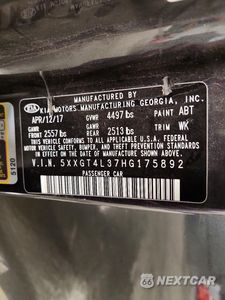 Zdjęcie 12 z 12 samochodu: 2017 KIA OPTIMA LX VIN:5XXGT4L37HG175892 - miniatura