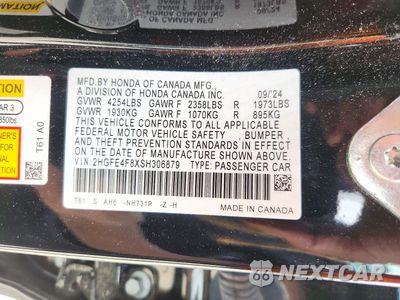 Zdjęcie 12 z 12 samochodu: 2025 HONDA CIVIC SPORT VIN:2HGFE4F8XSH306879 - miniatura