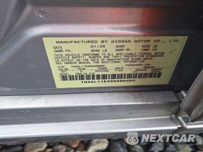 Zdjęcie 12 z 12 samochodu: 2005 NISSAN ALTIMA 2.5 VIN:1N4AL11E45N468695 - miniatura