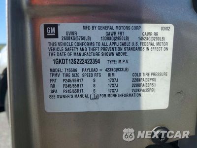 Zdjęcie 13 z 13 samochodu: 2002 GMC ENVOY VIN:1GKDT13S222423394 - miniatura