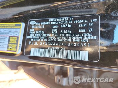 Zdjęcie 12 z 12 samochodu: 2015 KIA OPTIMA VIN:5XXGM4A7XFG439591 - miniatura