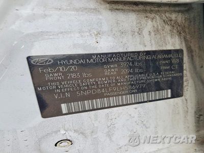Zdjęcie 12 z 12 samochodu: 2020 HYUNDAI ELANTRA LIMITED VIN:5NPD84LF9LH586979 - miniatura