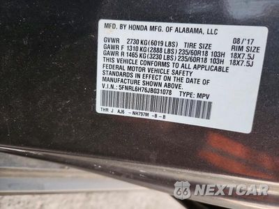 Zdjęcie 13 z 13 samochodu: 2018 HONDA ODYSSEY EXL VIN:5FNRL6H76JB031078 - miniatura