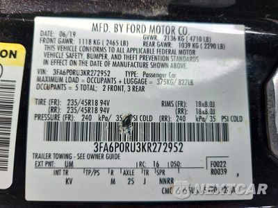 Zdjęcie 12 z 12 samochodu: 2019 FORD FUSION TITANIUM VIN:3FA6P0RU3KR272952 - miniatura